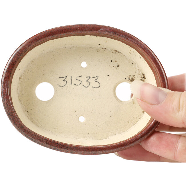 Ovale bruine bonsaipot van Seto - 95 x 75 x 27 mm