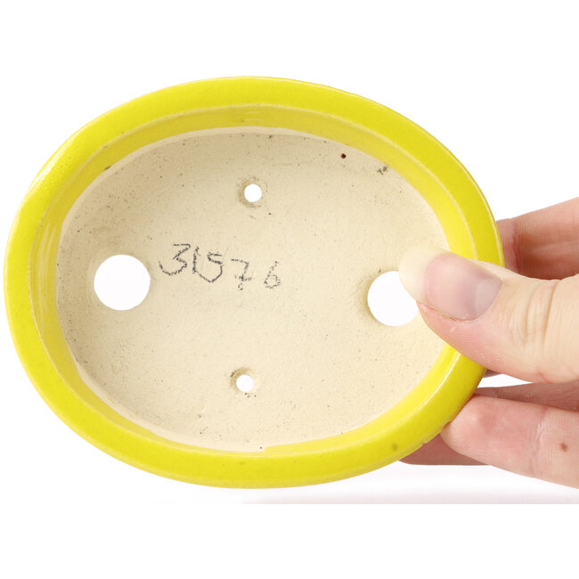 Ovale gele bonsaipot van Seto - 103 x 84 x 26 mm