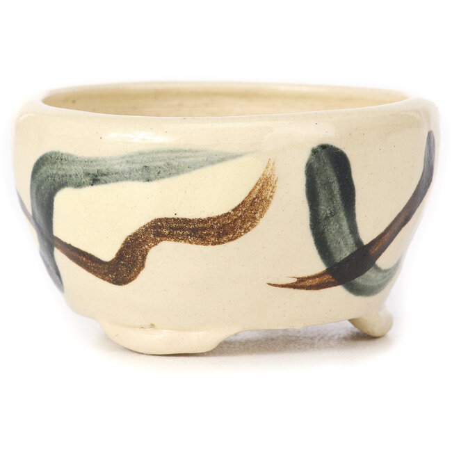 Maceta de bonsái redonda blanca multicolor de Bonsai - 75 x 71 x 41 mm