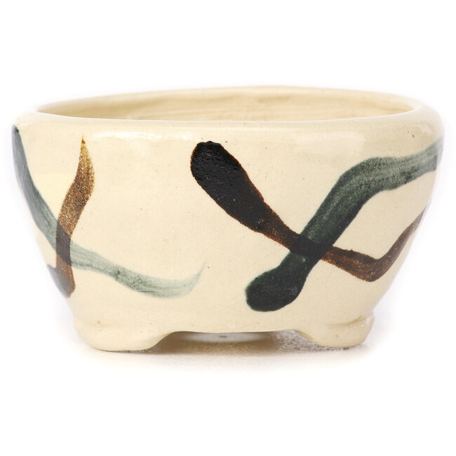 Runde weiße mehrfarbige Bonsaischale von Bonsai - 75 x 71 x 41 mm