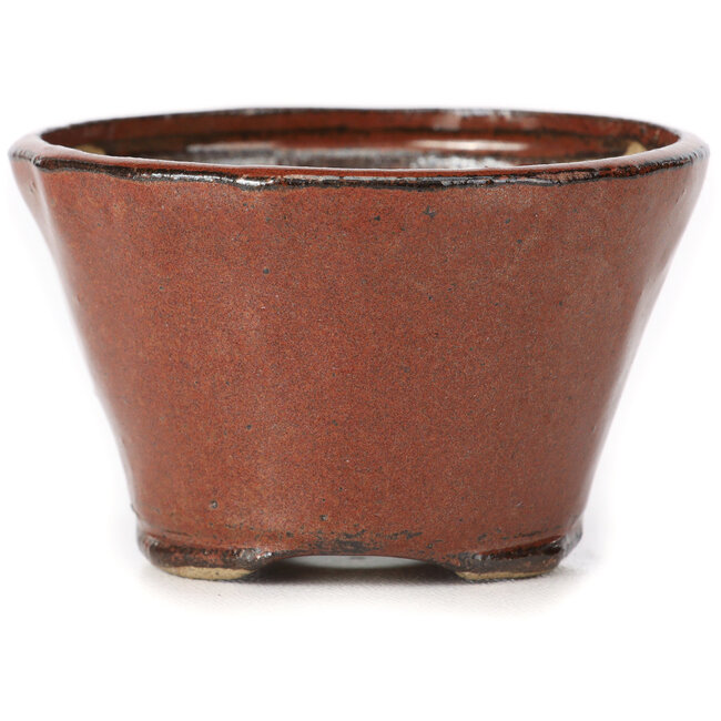 Maceta de bonsái redonda marrón rojiza de Bonsai - 73 x 73 x 45 mm