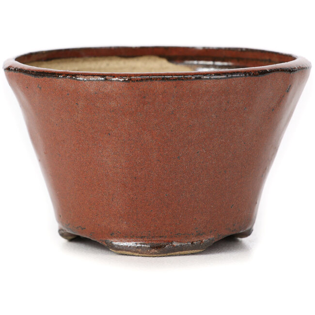 Round red brown bonsai pot by Bonsai - 73 x 73 x 45 mm