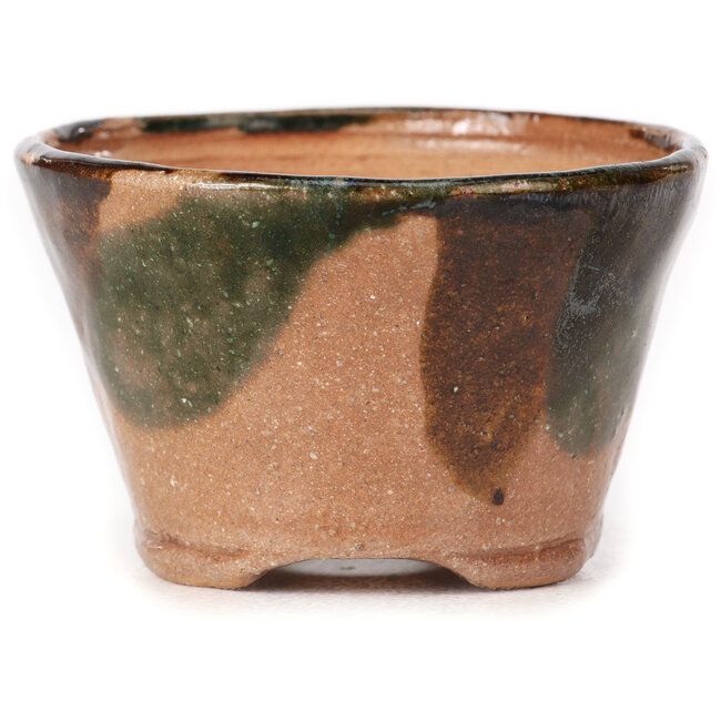 Maceta de bonsái redonda verde y marrón de Bonsai - 71 x 69 x 34 mm