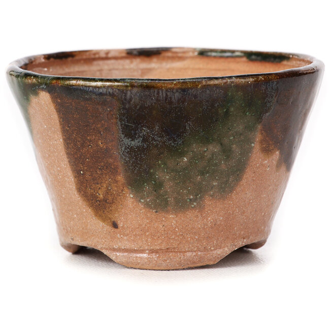 Runde grüne und braune Bonsaischale von Bonsai - 71 x 69 x 34 mm