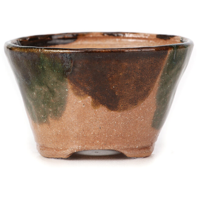 Ronde groene en bruine bonsaipot van Bonsai - 71 x 69 x 34 mm
