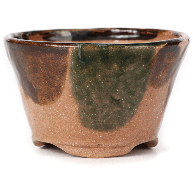 Runde grüne und braune Bonsaischale von Bonsai - 71 x 69 x 34 mm