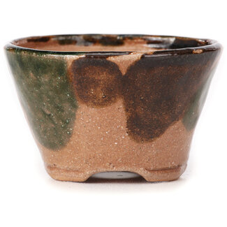 Bonsai 71 mm round green and brown bonsai pot by Bonsai, Japan