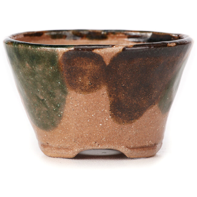 Runde grüne und braune Bonsaischale von Bonsai - 71 x 69 x 34 mm