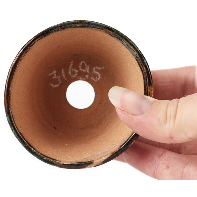 Pot à bonsaï rond vert et marron par Bonsai - 71 x 69 x 34 mm