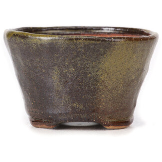 Bonsai 70 mm round green and brown bonsai pot by Bonsai, Japan