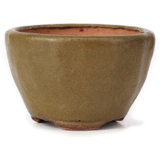 Bonsai 70 mm round green and brown bonsai pot by Bonsai, Japan