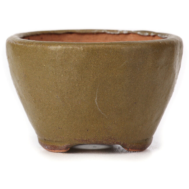 Maceta de bonsái redonda verde y marrón de Bonsai - 70 x 67 x 44 mm