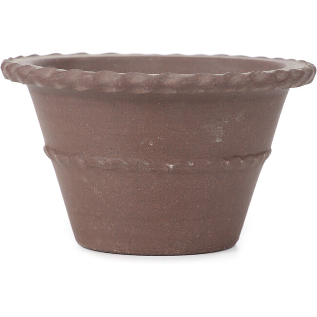 Round unglazed bonsai pot by Yamaaki - 133 x 133 x 80 mm