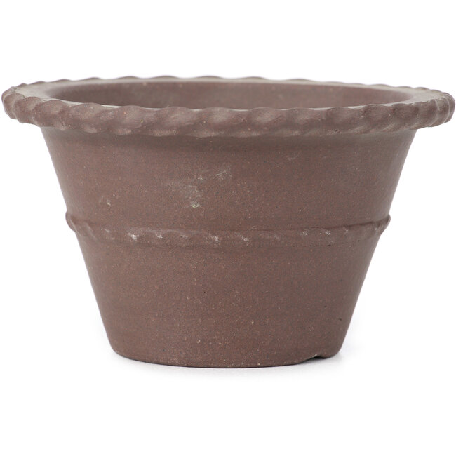 Maceta de bonsái redonda sin esmaltar de Yamaaki - 133 x 133 x 80 mm