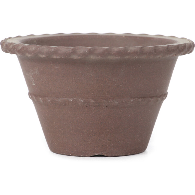 Maceta de bonsái redonda sin esmaltar de Yamaaki - 133 x 133 x 80 mm