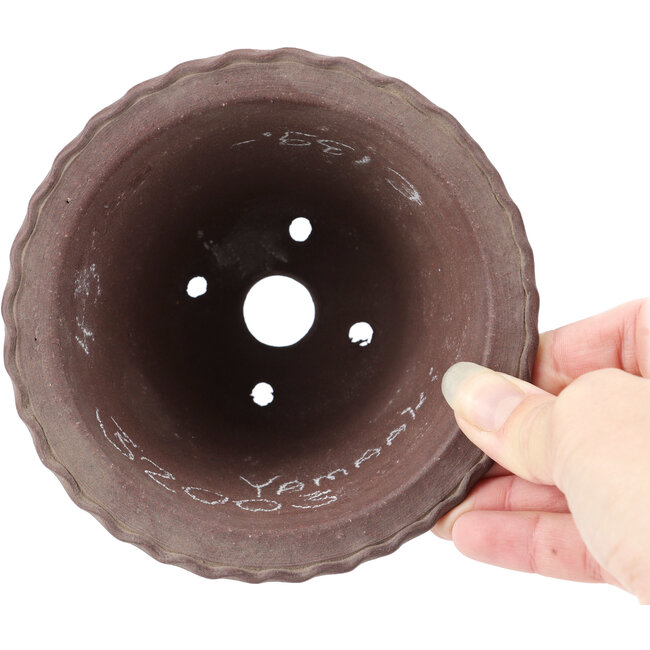 Ronde ongeglazuurde bonsaipot van Yamaaki - 133 x 133 x 80 mm