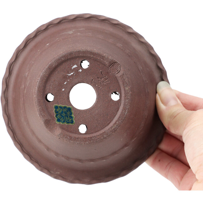 Maceta de bonsái redonda sin esmaltar de Yamaaki - 133 x 133 x 80 mm