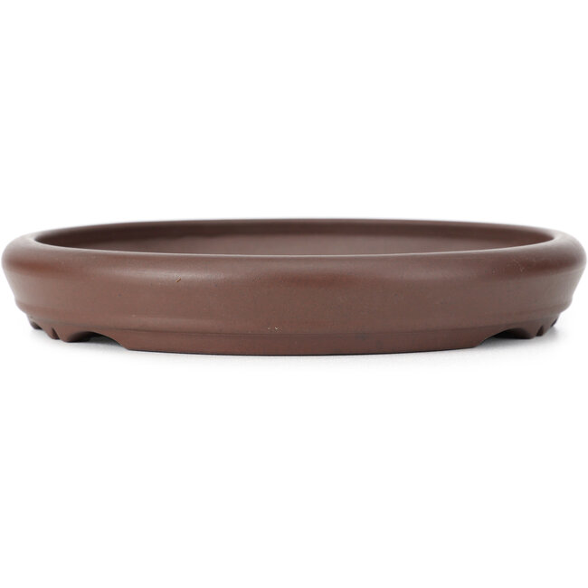 Round unglazed bonsai pot by Yamaaki - 195 x 195 x 29 mm