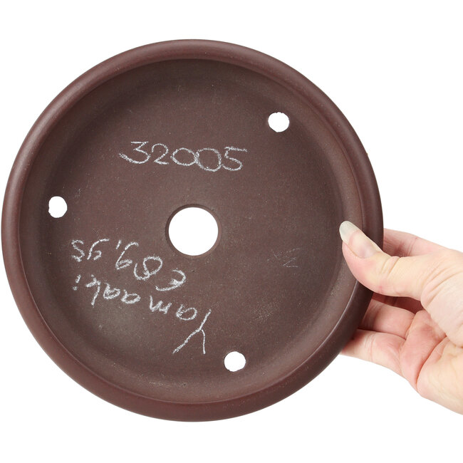 Round unglazed bonsai pot by Yamaaki - 195 x 195 x 29 mm