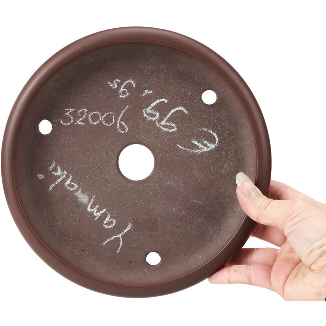 Ronde ongeglazuurde bonsaipot van Yamaaki - 212 x 212 x 34 mm