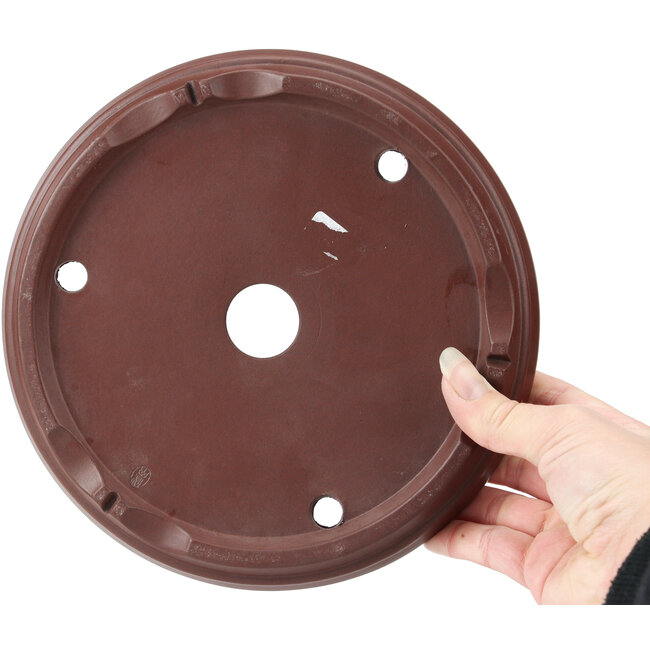 Maceta de bonsái redonda sin esmaltar de Yamaaki - 212 x 212 x 34 mm