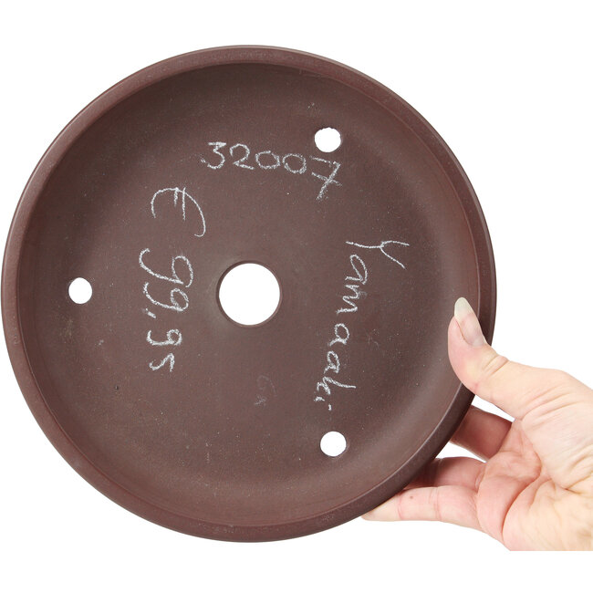 Ronde ongeglazuurde bonsaipot van Yamaaki - 220 x 220 x 32 mm