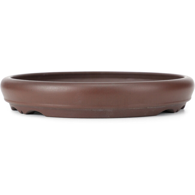 Round unglazed bonsai pot by Yamaaki - 239 x 239 x 39 mm