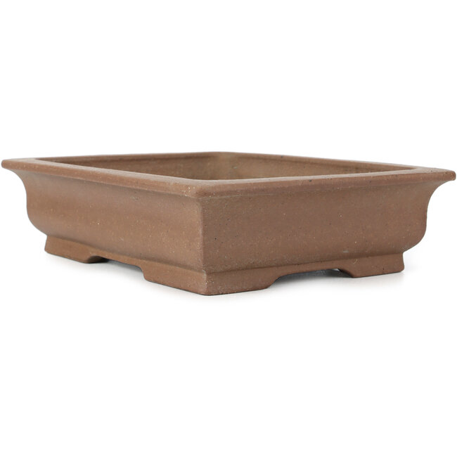 Rectangular unglazed bonsai pot by Shoko - 303 x 242 x 72 mm