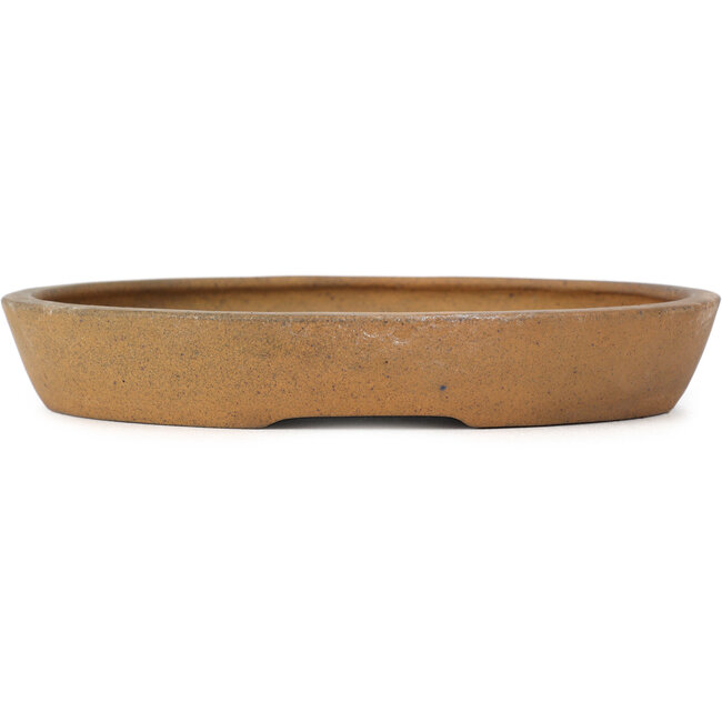 Oval unglazed bonsai pot by Kenzan - 206 x 165 x 32 mm