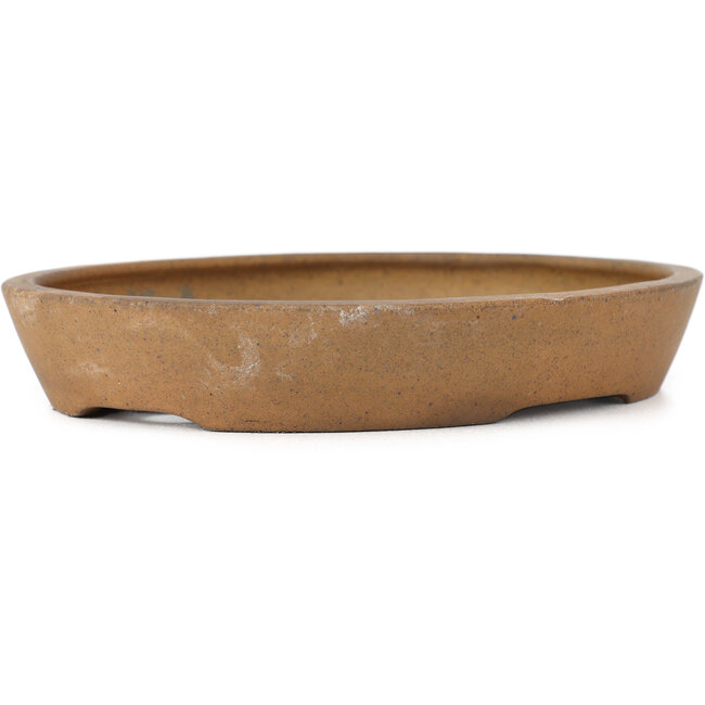 Ovale unglasierte Bonsaischale von Kenzan - 206 x 165 x 32 mm