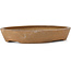 Oval unglazed bonsai pot by Kenzan - 206 x 165 x 32 mm