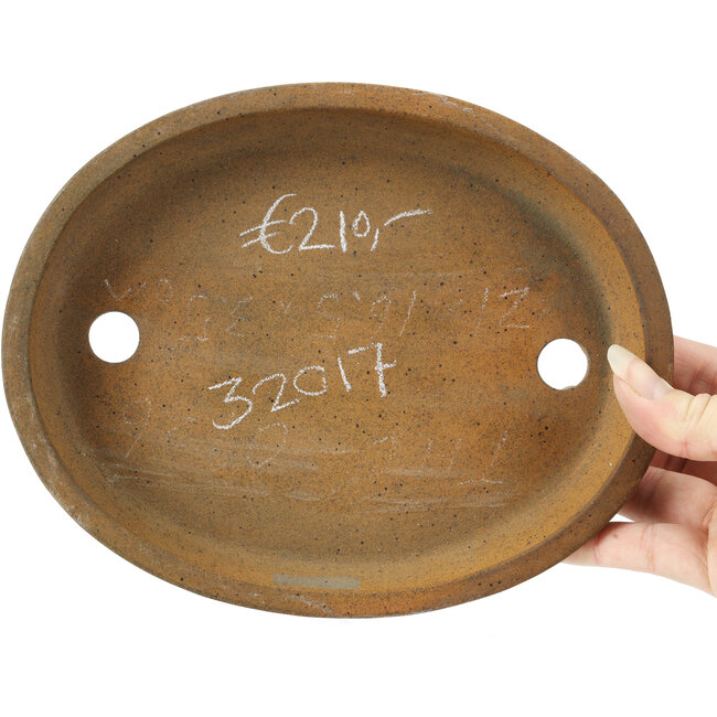 Vaso per bonsai ovale non smaltato di Kenzan - 206 x 165 x 32 mm