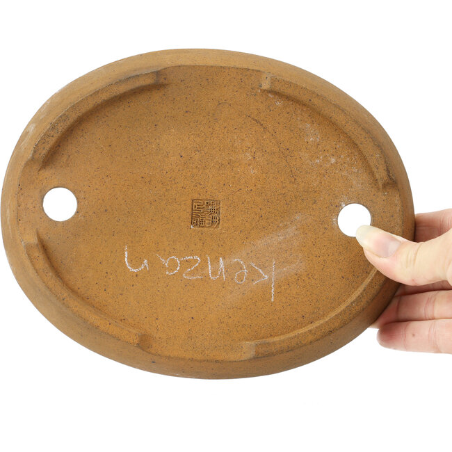 Pot à bonsaï ovale non émaillé par Kenzan - 206 x 165 x 32 mm