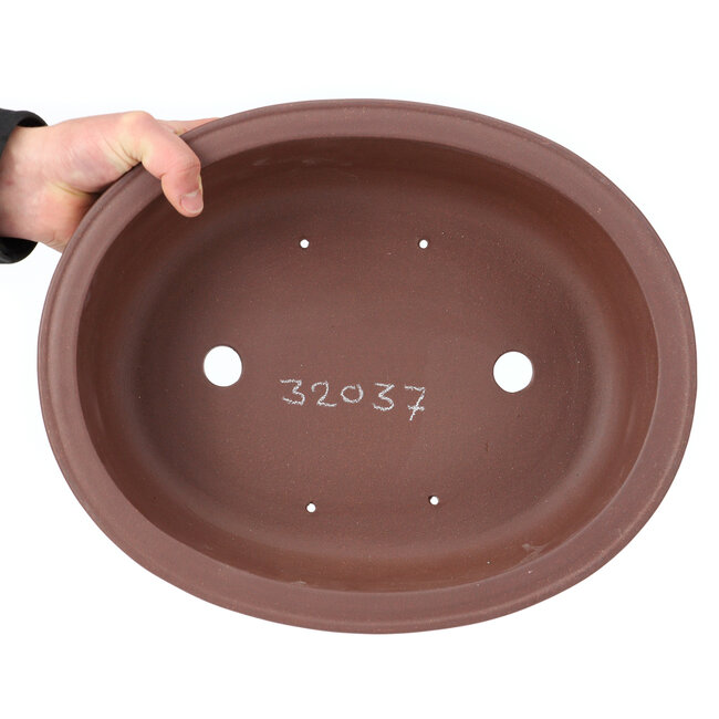 Oval unglazed bonsai pot - 363 x 300 x 102 mm