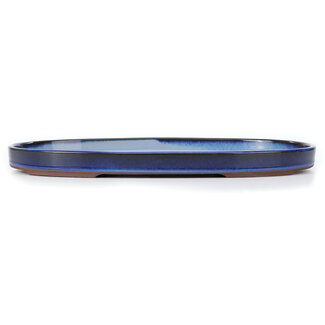 Seto Yaki 439 mm oval blue bonsai pot by Seto Yaki, Seto