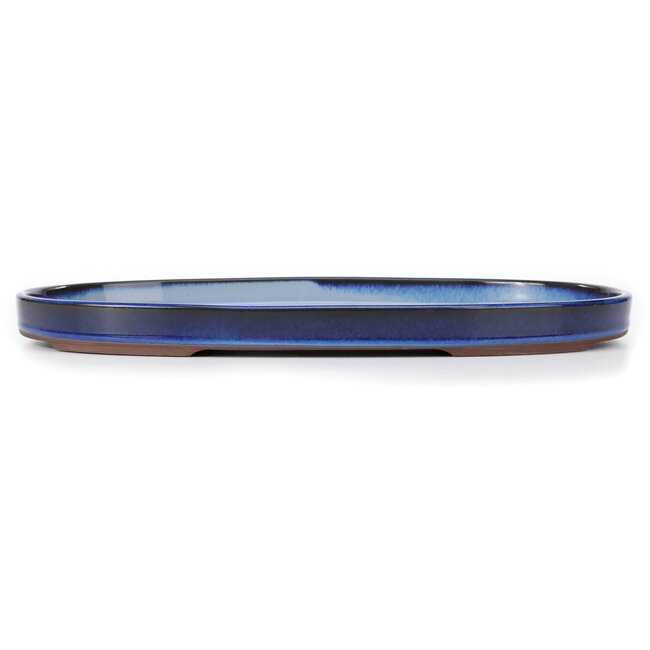 Ovale blaue Bonsaischale von Seto Yaki - 439 x 280 x 35 mm