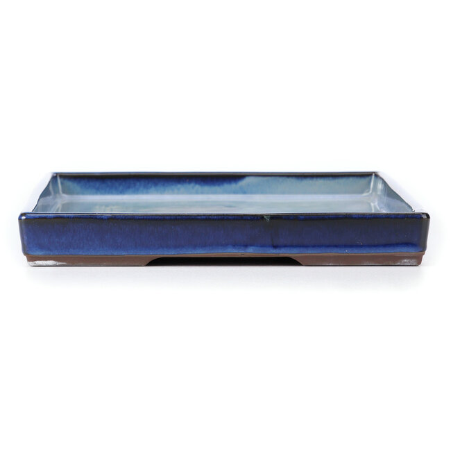 Rectangular blue bonsai pot by Seto Yaki - 405 x 269 x 37 mm