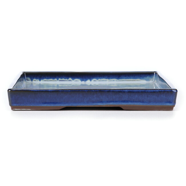 Rectangular blue bonsai pot by Seto Yaki - 405 x 269 x 37 mm