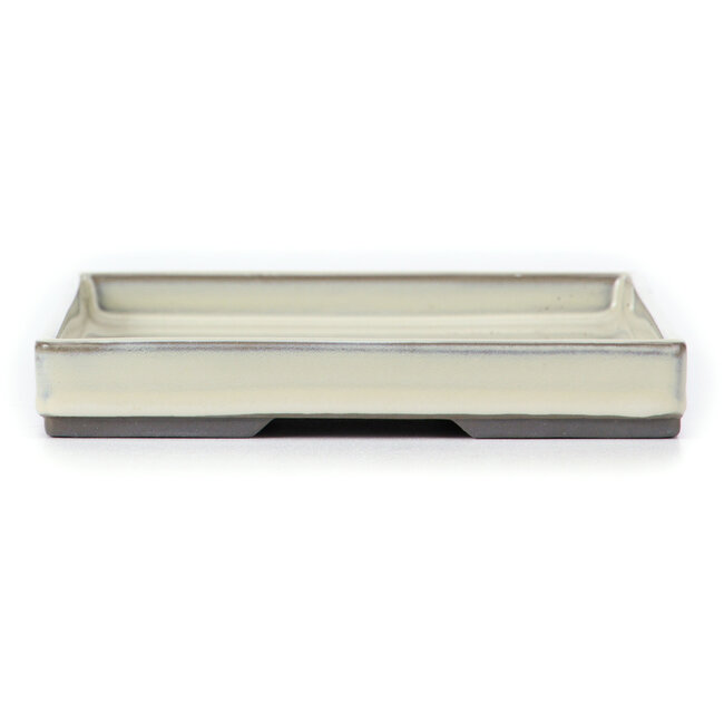 Rectangular off-white bonsai pot by Seto Yaki - 255 x 176 x 27 mm