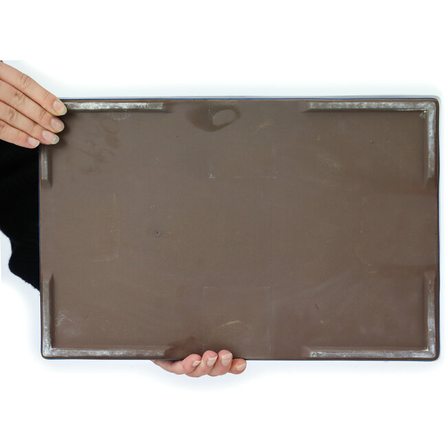 Pot à bonsaï rectangulaire bleu par Seto Yaki - 405 x 269 x 37 mm