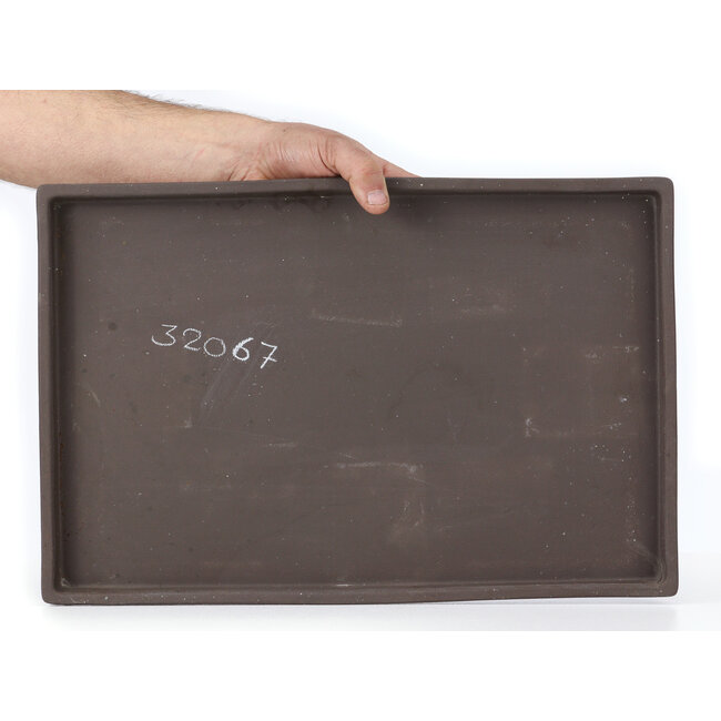 Vaso bonsai rettangolare non smaltato di Seto Yaki - 407 x 273 x 35 mm