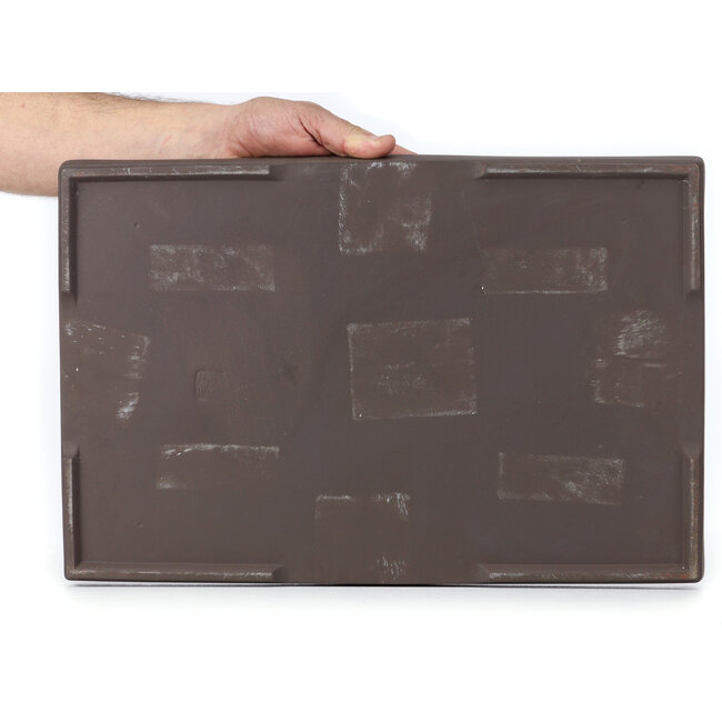 Rechthoekige ongeglazuurde bonsaipot van Seto Yaki - 407 x 273 x 35 mm