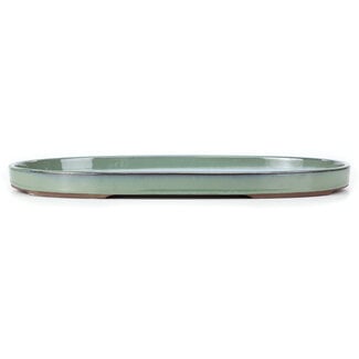 Seto Yaki 474 mm oval green bonsai pot by Seto Yaki, Seto