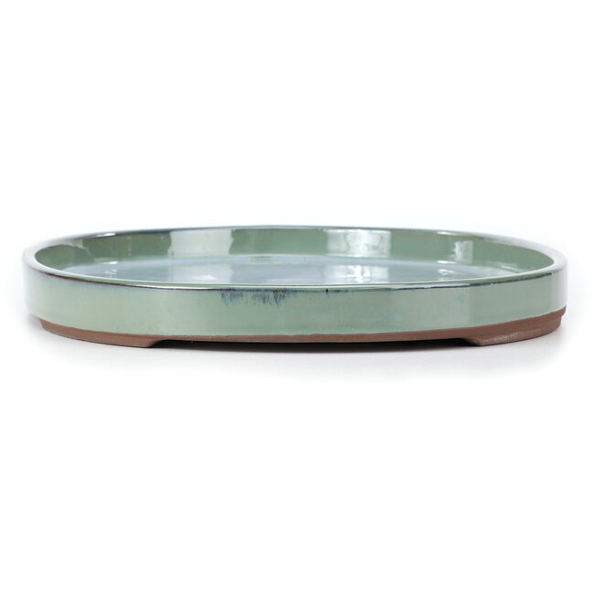 Oval green bonsai pot by Seto Yaki - 474 x 312 x 37 mm