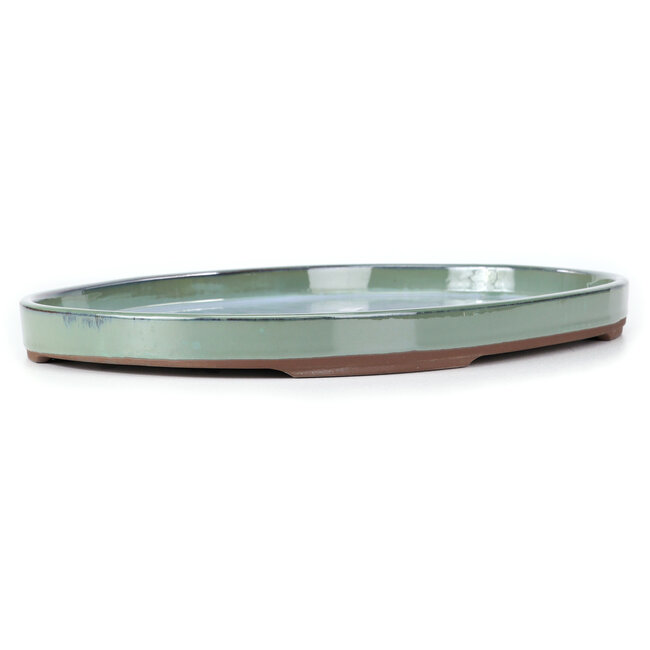 Oval green bonsai pot by Seto Yaki - 474 x 312 x 37 mm