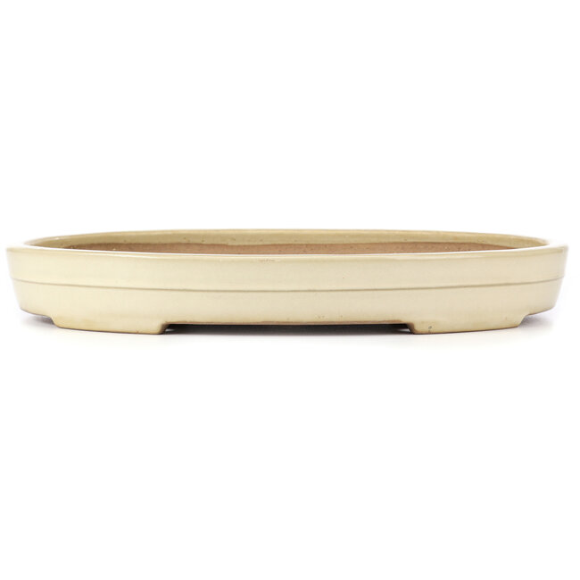 Oval beige bonsai pot by Yamafusa - 410 x 315 x 55 mm