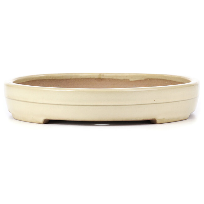 Pot à bonsaï ovale beige par Yamafusa - 410 x 315 x 55 mm