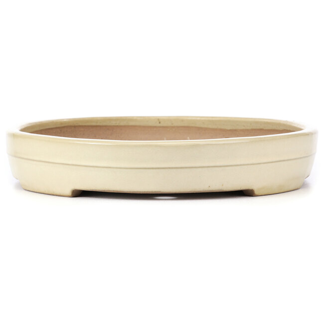 Oval beige bonsai pot by Yamafusa - 410 x 315 x 55 mm