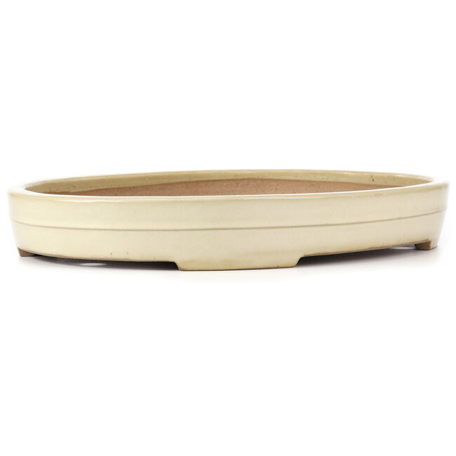 Vaso bonsai ovale beige di Yamafusa - 410 x 315 x 55 mm