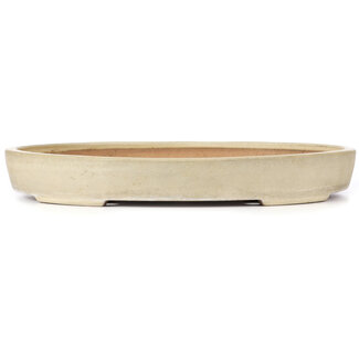 Yamafusa - Takehiko Koie 405 mm oval beige bonsai pot by Yamafusa, Tokoname, Japan